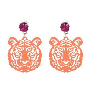 Orange Tiger Drop Earrings Cincinnati Bengals